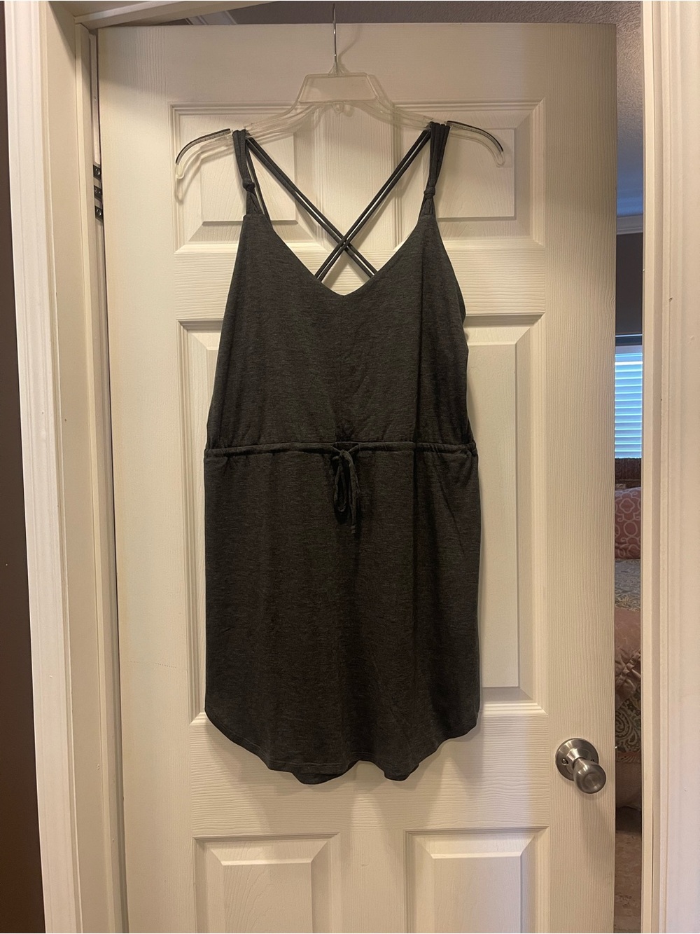 Women’s Charcoal Gray Strappy Drawstring Tank Top